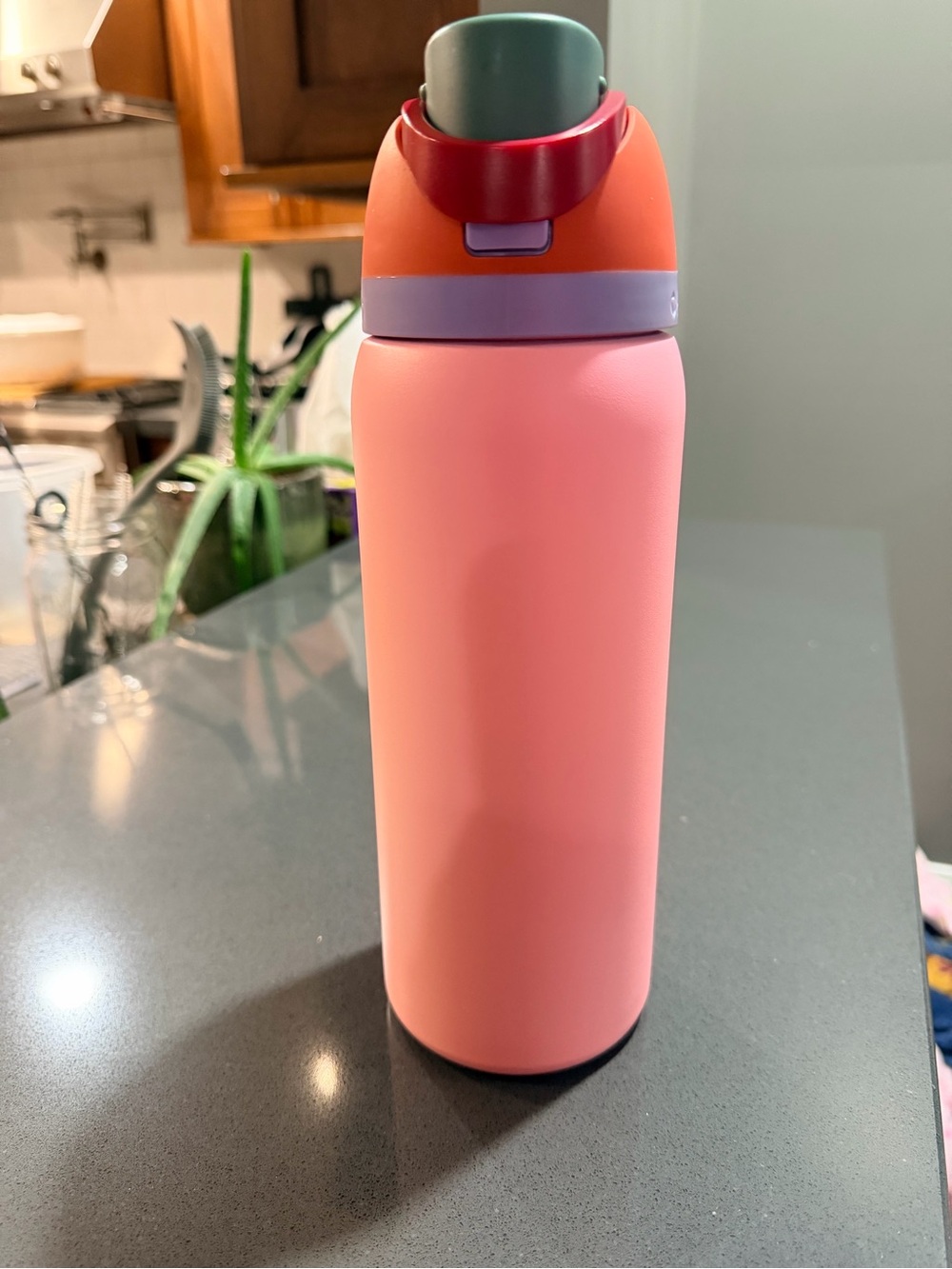 Insulated Pink Stainless Steel Water Bottle with Colorful Lid